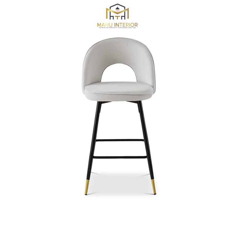 Bar Stool In Cream Velvet