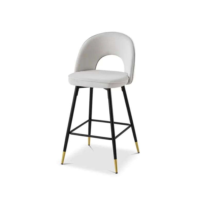 Bar Stool In Cream Velvet2